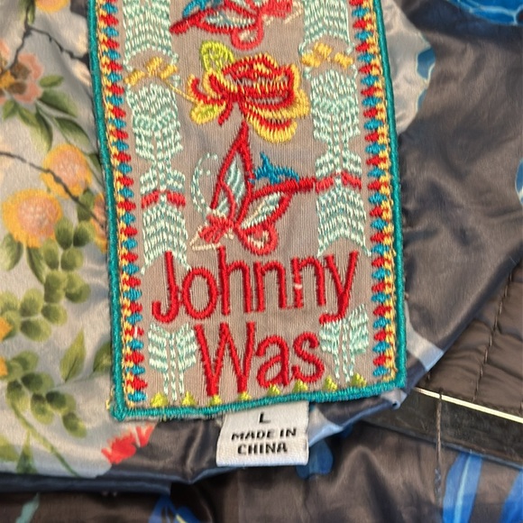 Johnny Was L Black and Red floral reversible car coat Jacket snaps pockets hood - Picture 2 of 12